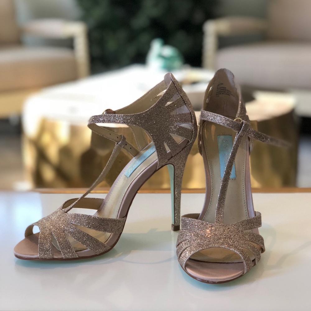 Blue by Betsey Johnson- Champagne Glitter Heels